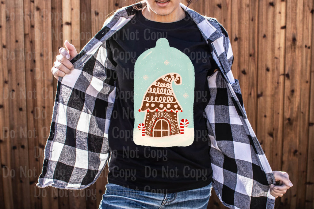 Gingerbread House Snow Globe Dtf Transfers