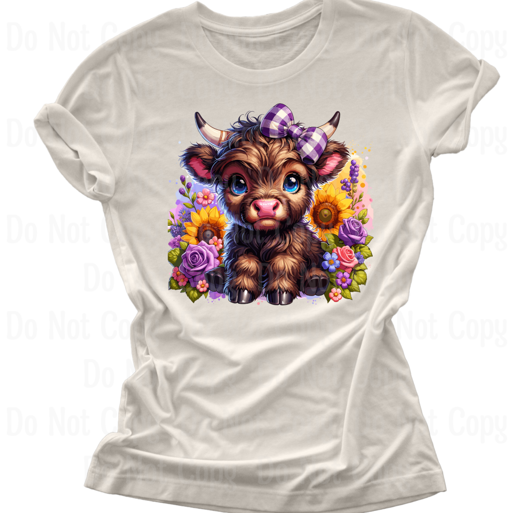 Highland Cow Purple Dtf Transfers