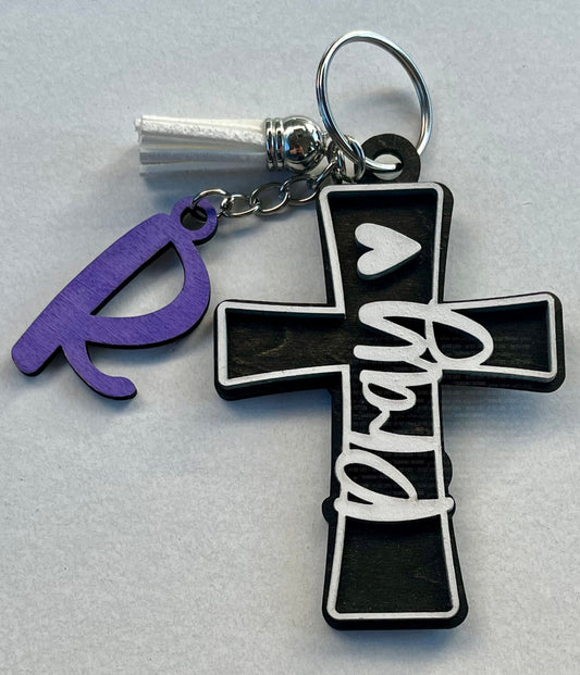 Personalized Two-Layer Prayer Keychain with Custom Initial Keychains