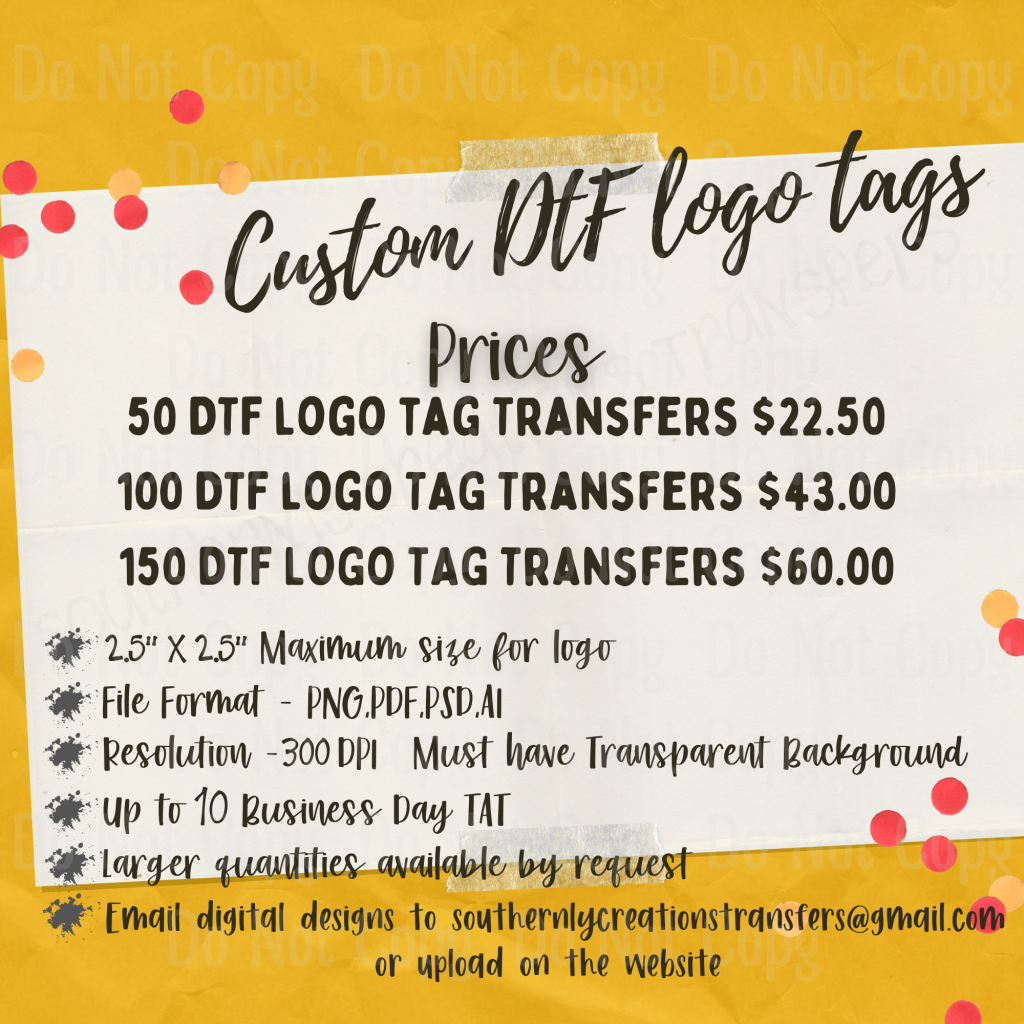 Custom Dtf Logo Tags - Transfer Transfers
