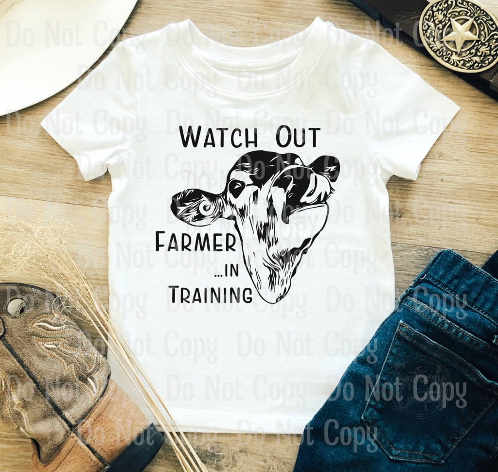 **kids** Watch Out Farmer In Training - Screen Print Transfers