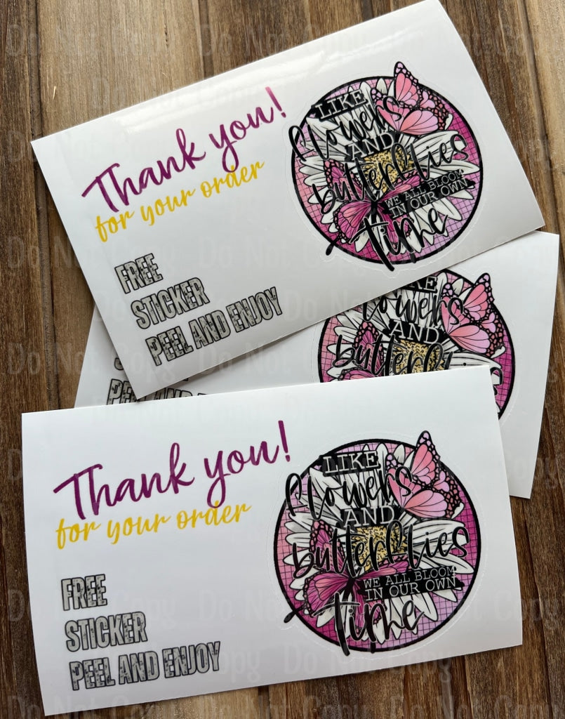 Thank you for your order - Free Sticker - Like flowers and butterflies
