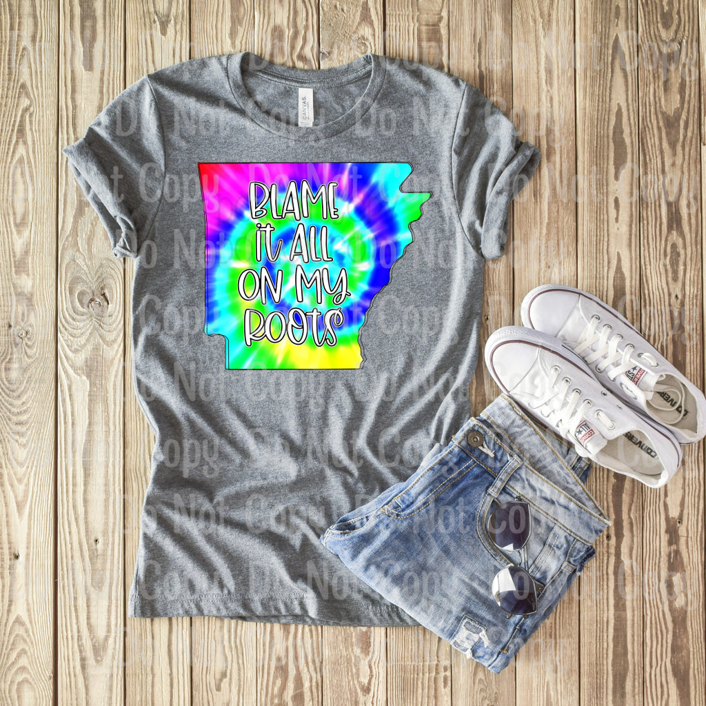 Arkansas Blame It On My Roots - Tye Dye Sublimation Print Transfers