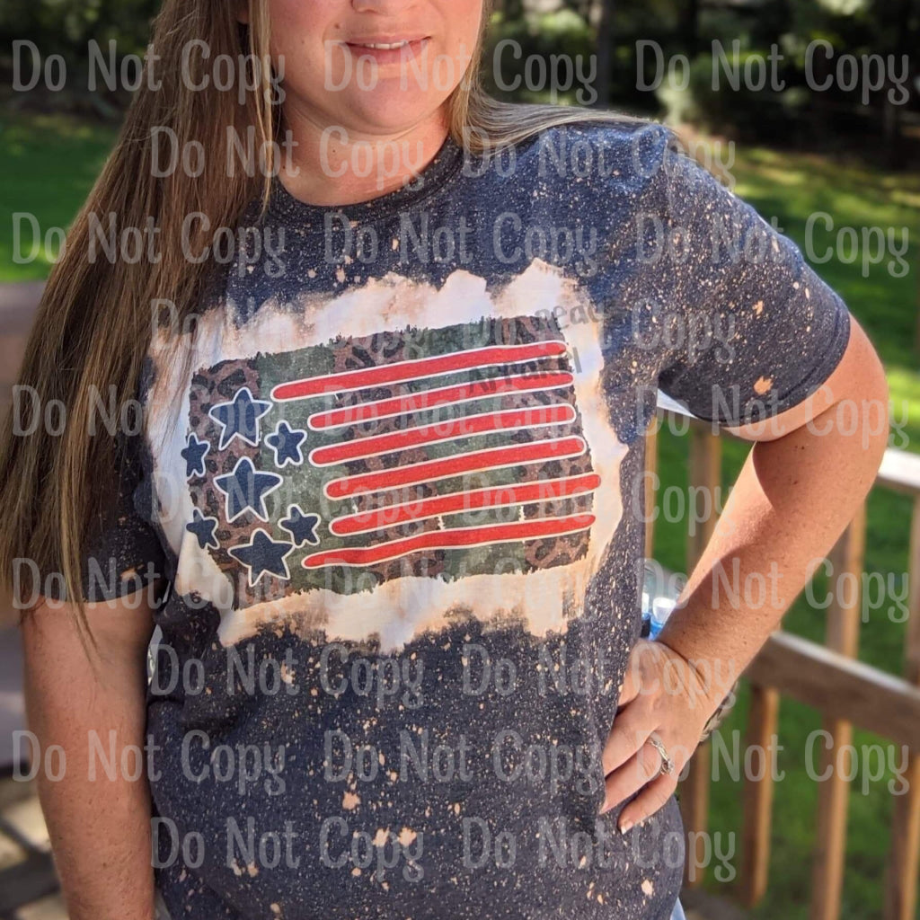 Leopard - Stars And Stripes Flag Sublimation Print Transfers