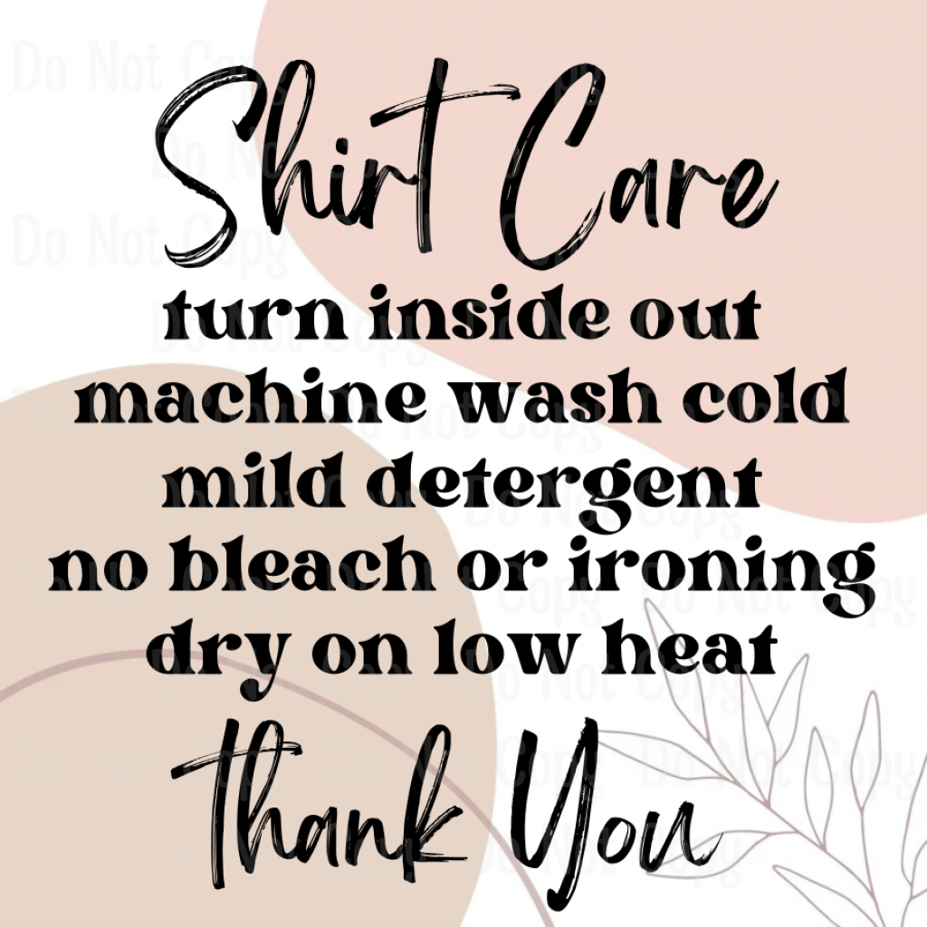 Shirt Care Sticker - Light Colors
