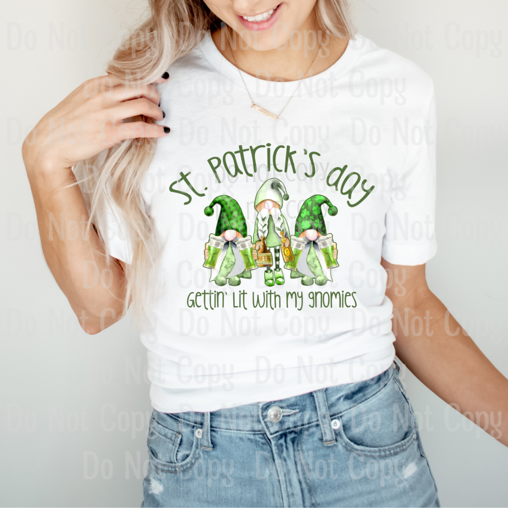 St. Patricks Day - Gettin Lit With My Gnomies Sublimation Print Transfers