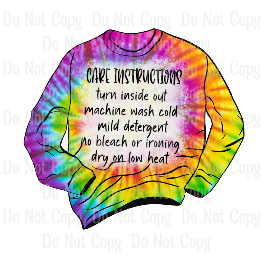 Tie Dye Bleached Sweatshirt Care Sticker