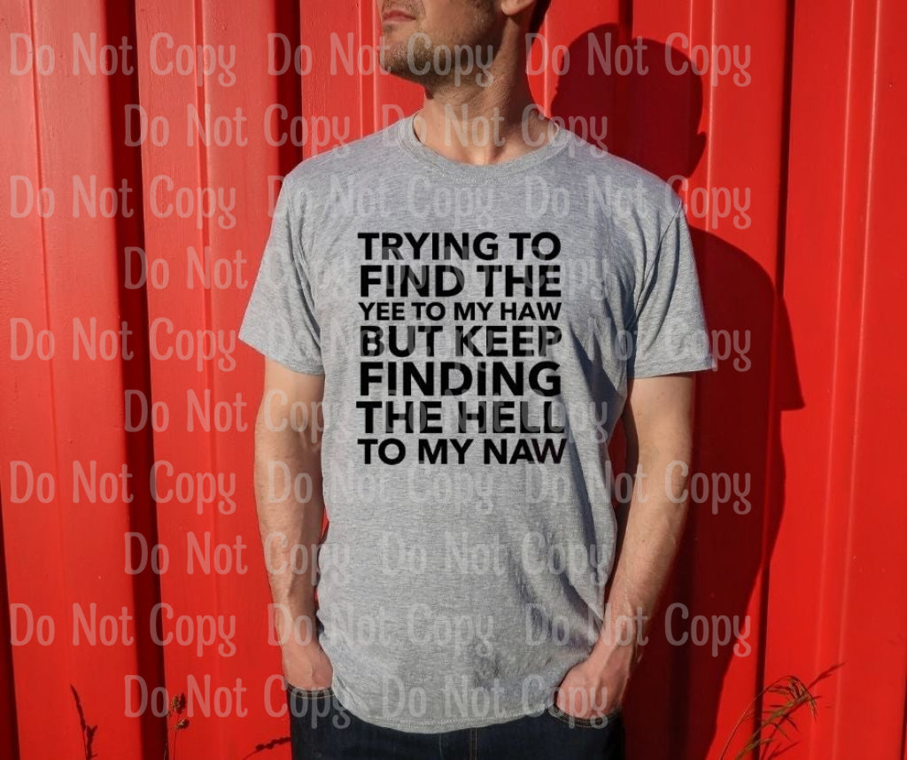 Trying To Find The Yee My Haw But Keep Finding Hell Naw - Sublimation Printed Transfer Transfers