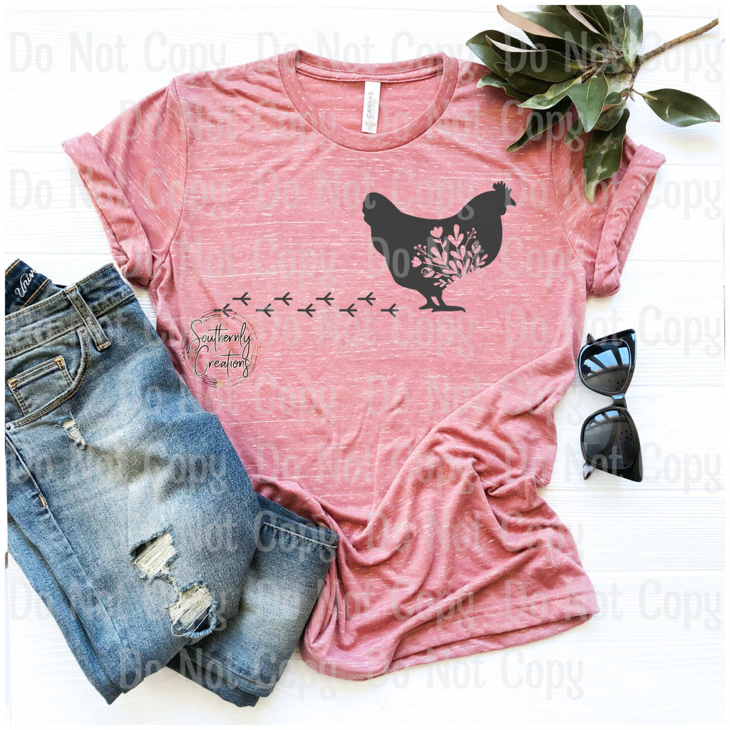 Walking Floral Chicken - Sublimation Print Transfers
