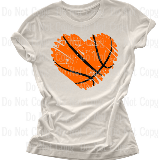 Basketball Heart Distresed Dtf Transfers
