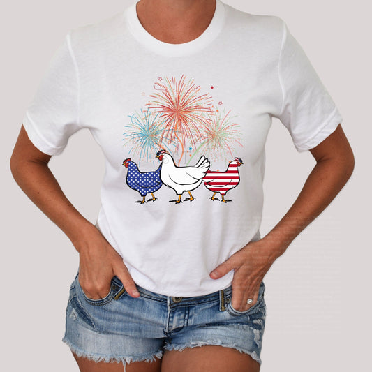 3 Chicken American Flag - Sublimation Print Transfers