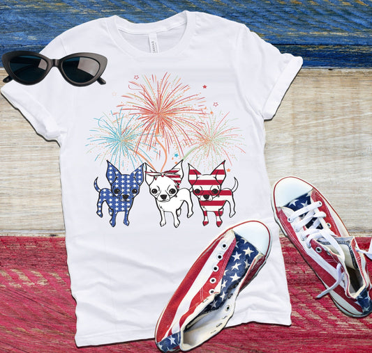 3 Chihuahuas American Flag - Sublimation Print Transfers