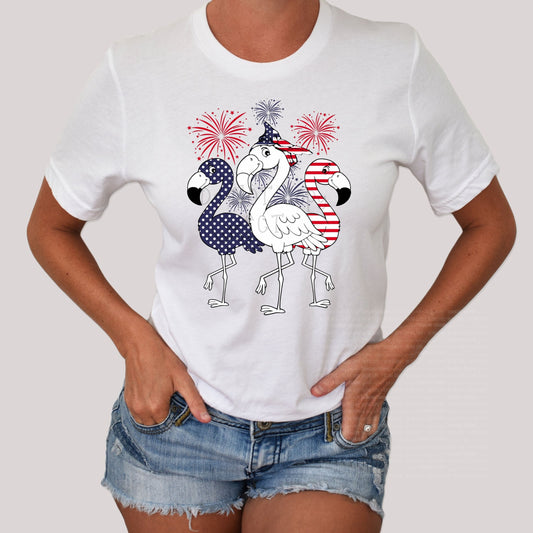 3 Flamingo American Flag - Sublimation Print Transfers