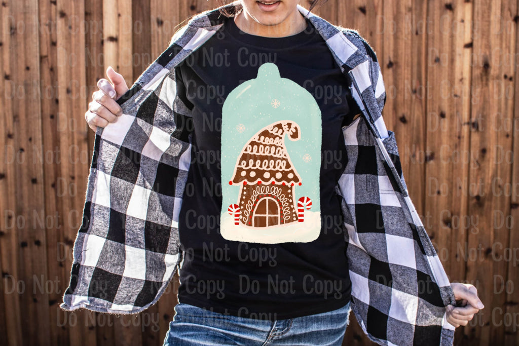 Gingerbread House Snow Globe Dtf Transfers