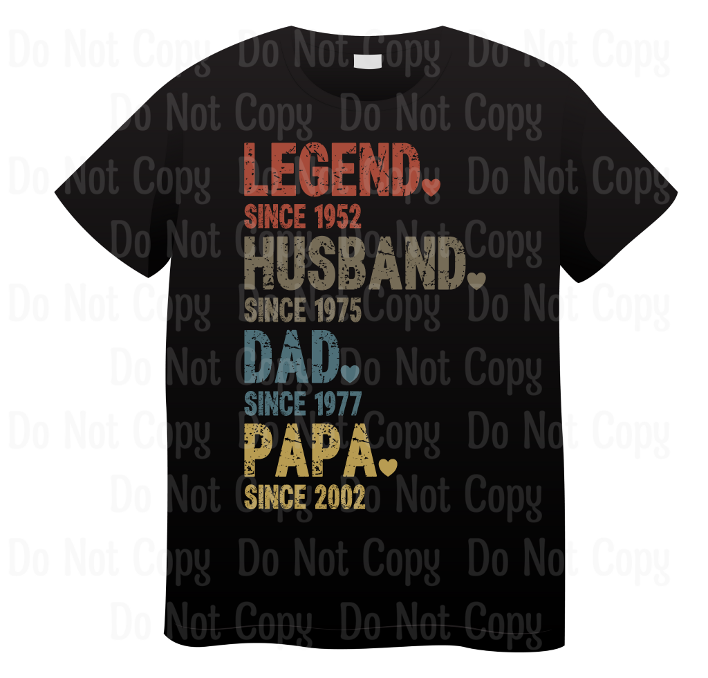 Legend Husband Dad Papa - Customizable Dtf Transfers