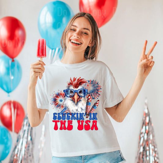 CLUCKIN IN THE USA DTF Transfers