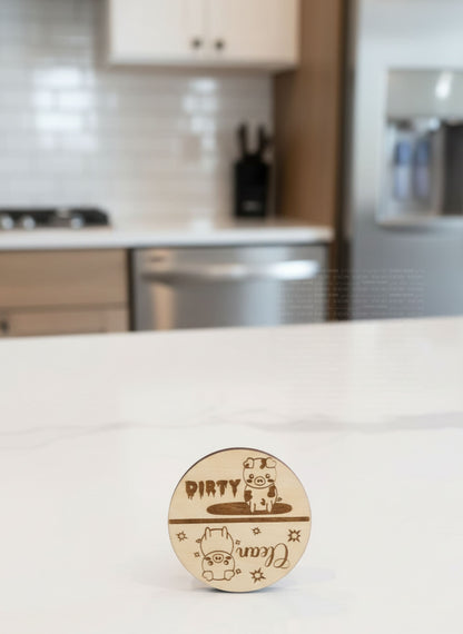 Dirty Clean Dishwasher Magnet - 3 Inch Laser Engraved Pig Design Laser Engraved Ornaments