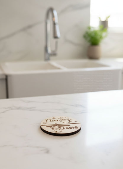 Dirty Clean Dishwasher Magnet - 3 Inch Laser Engraved Pig Design Laser Engraved Ornaments
