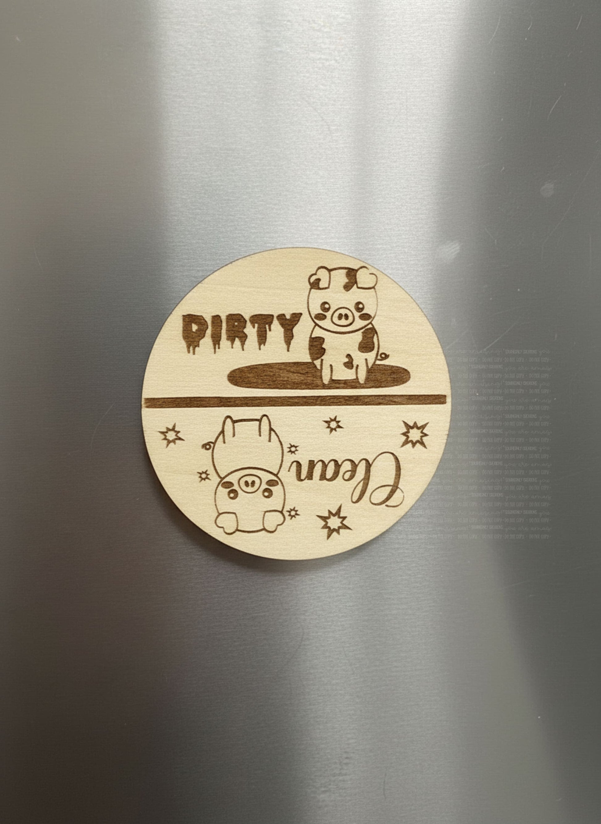 Dirty Clean Dishwasher Magnet - 3 Inch Laser Engraved Pig Design Laser Engraved Ornaments