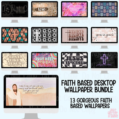 Faith-Based Desktop Wallpaper Bundle - 13 High-Resolution Inspirational Digital Wallpapers