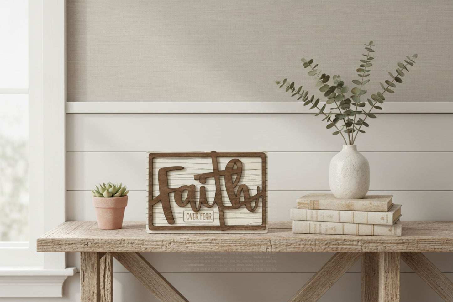 Faith OVER FEAR” Wooden Sign – Choose Your Finish Keychains