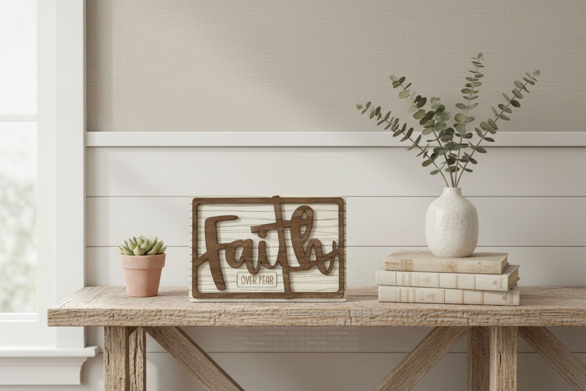 Faith OVER FEAR” Wooden Sign – Choose Your Finish Keychains
