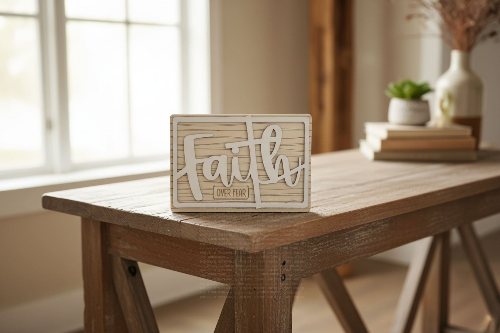 Faith OVER FEAR” Wooden Sign – Choose Your Finish Keychains