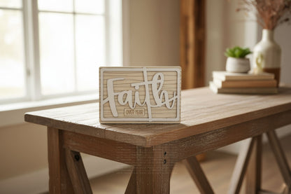 Faith OVER FEAR” Wooden Sign – Choose Your Finish Keychains