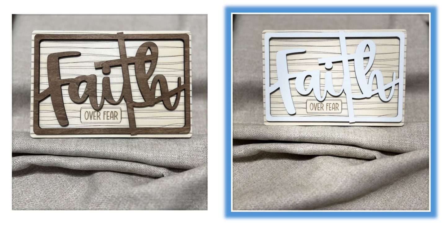 Faith OVER FEAR” Wooden Sign – Choose Your Finish Keychains