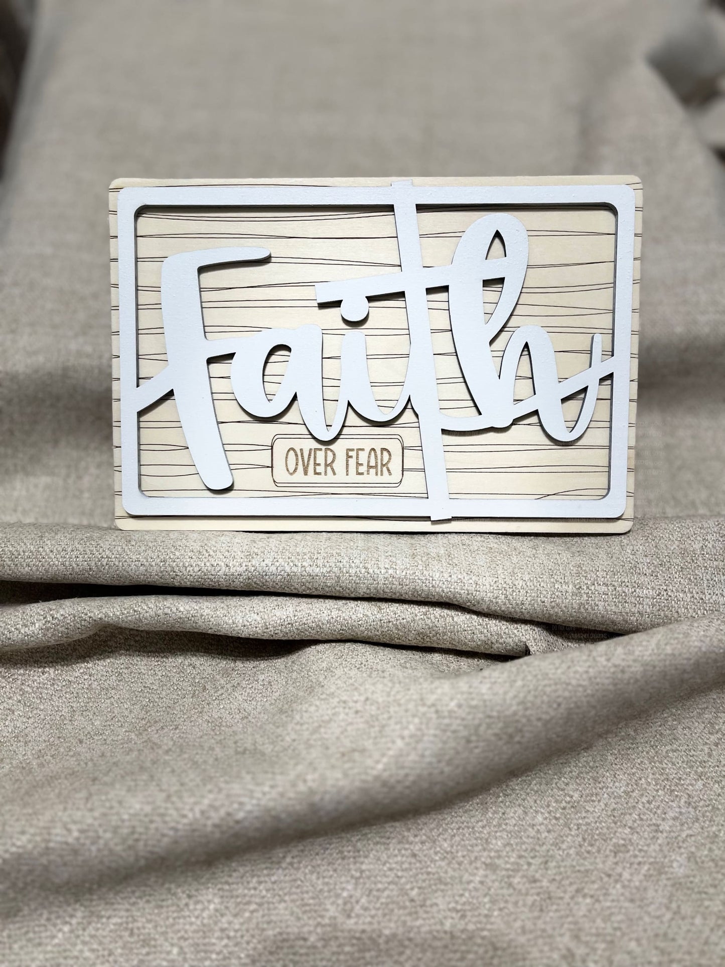 Faith OVER FEAR” Wooden Sign – Choose Your Finish Natural / white Keychains