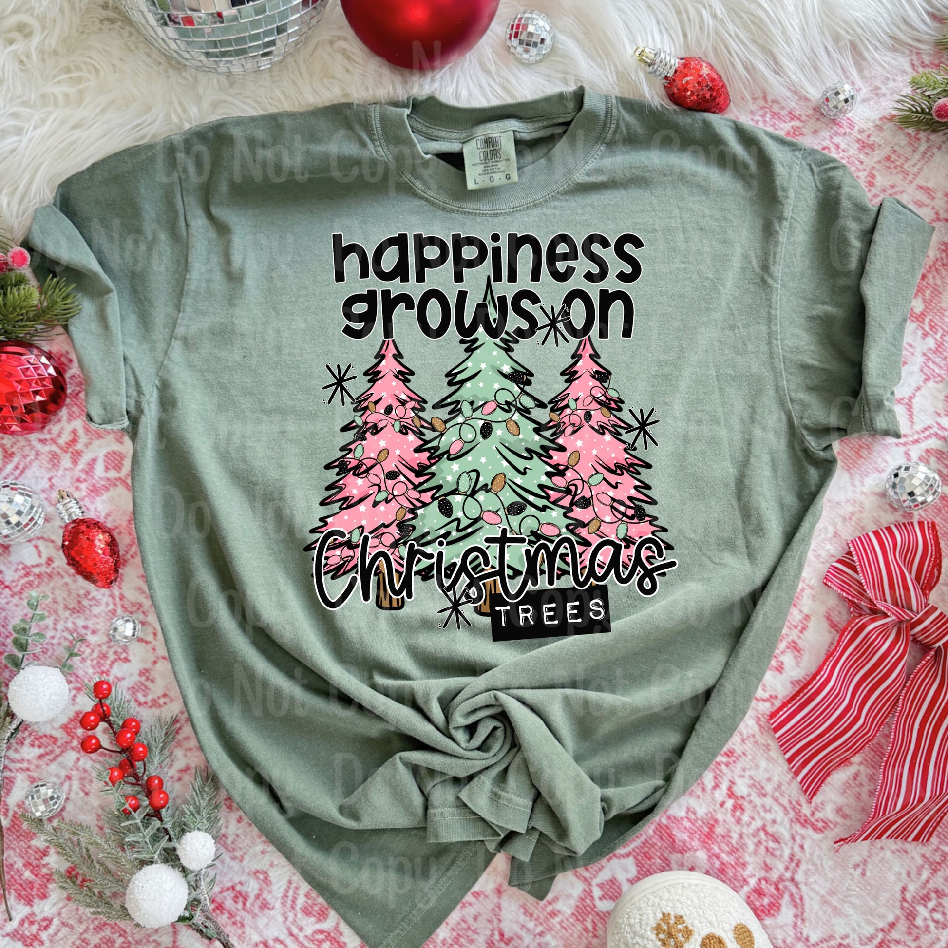 Happiness Grows On Christmas Trees DTF Transfers