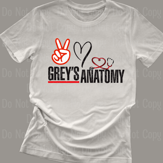 Peace Love Greys Dtf Transfers