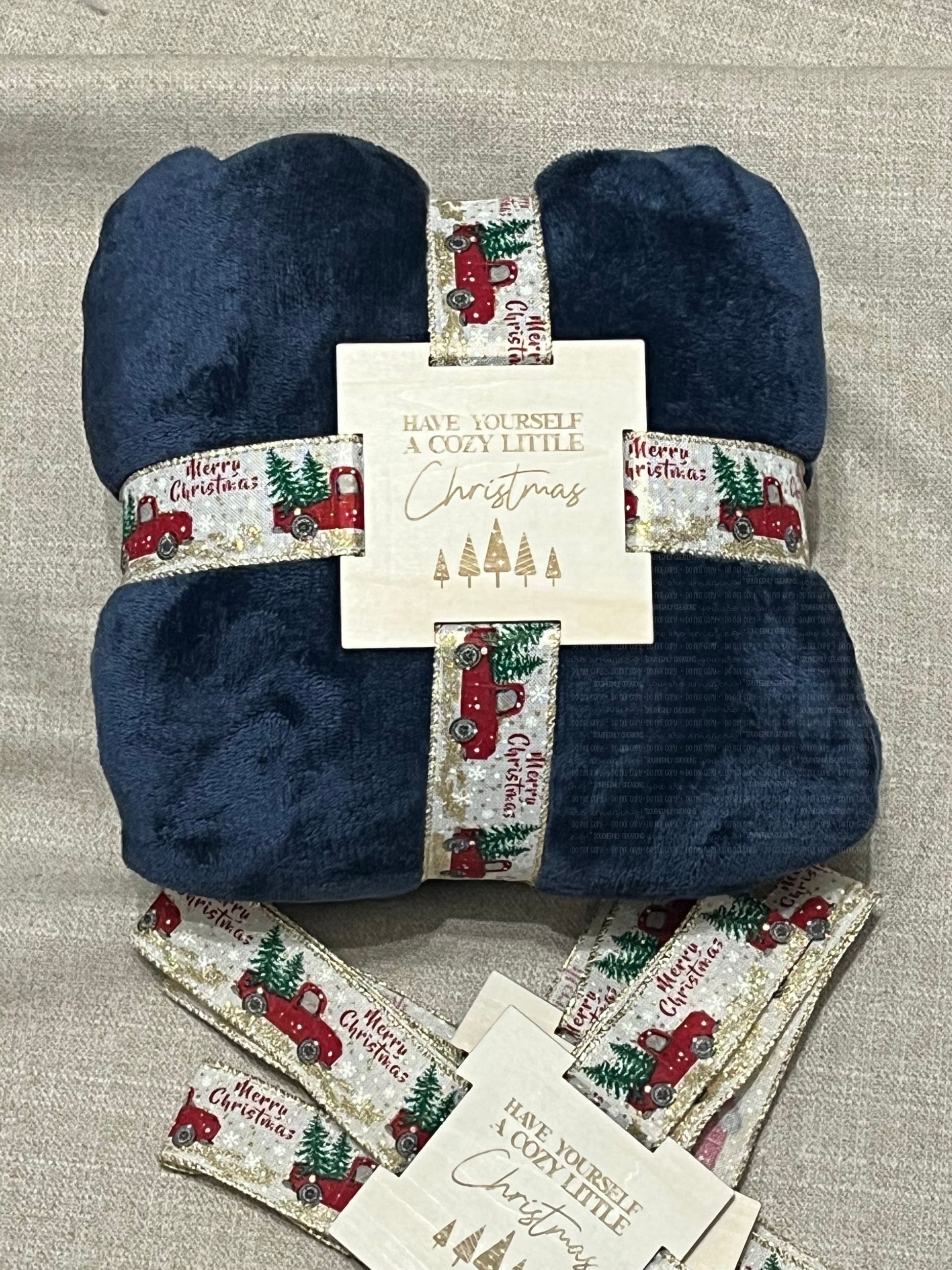 Laser Cut Blanket Tags - Cozy Little Christmas - 4x4 Inch Gift Tags with Ribbon Gift Tags & Labels