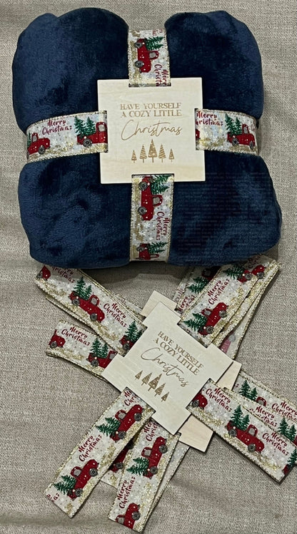 Laser Cut Blanket Tags - Cozy Little Christmas - 4x4 Inch Gift Tags with Ribbon Gift Tags & Labels