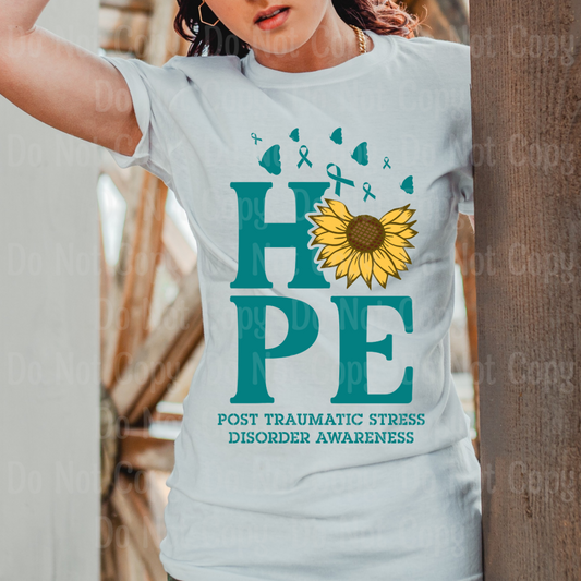 Ptsd Awareness Teal Sunflower Hope Dtf Transfers