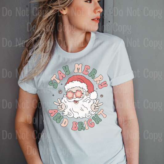 Stay Merry And Bright Christmas Santa Dtf Transfers