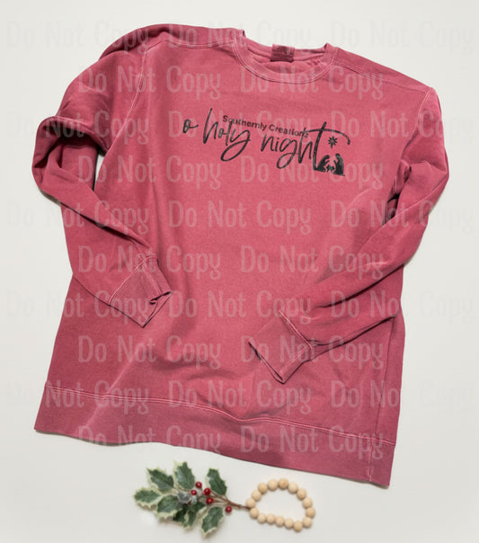 O Holy Night Sweatshirt - Comfort Colors Crimson Sweatshirt