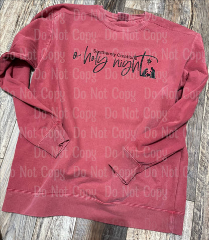 O Holy Night Sweatshirt - Comfort Colors Crimson Sweatshirt