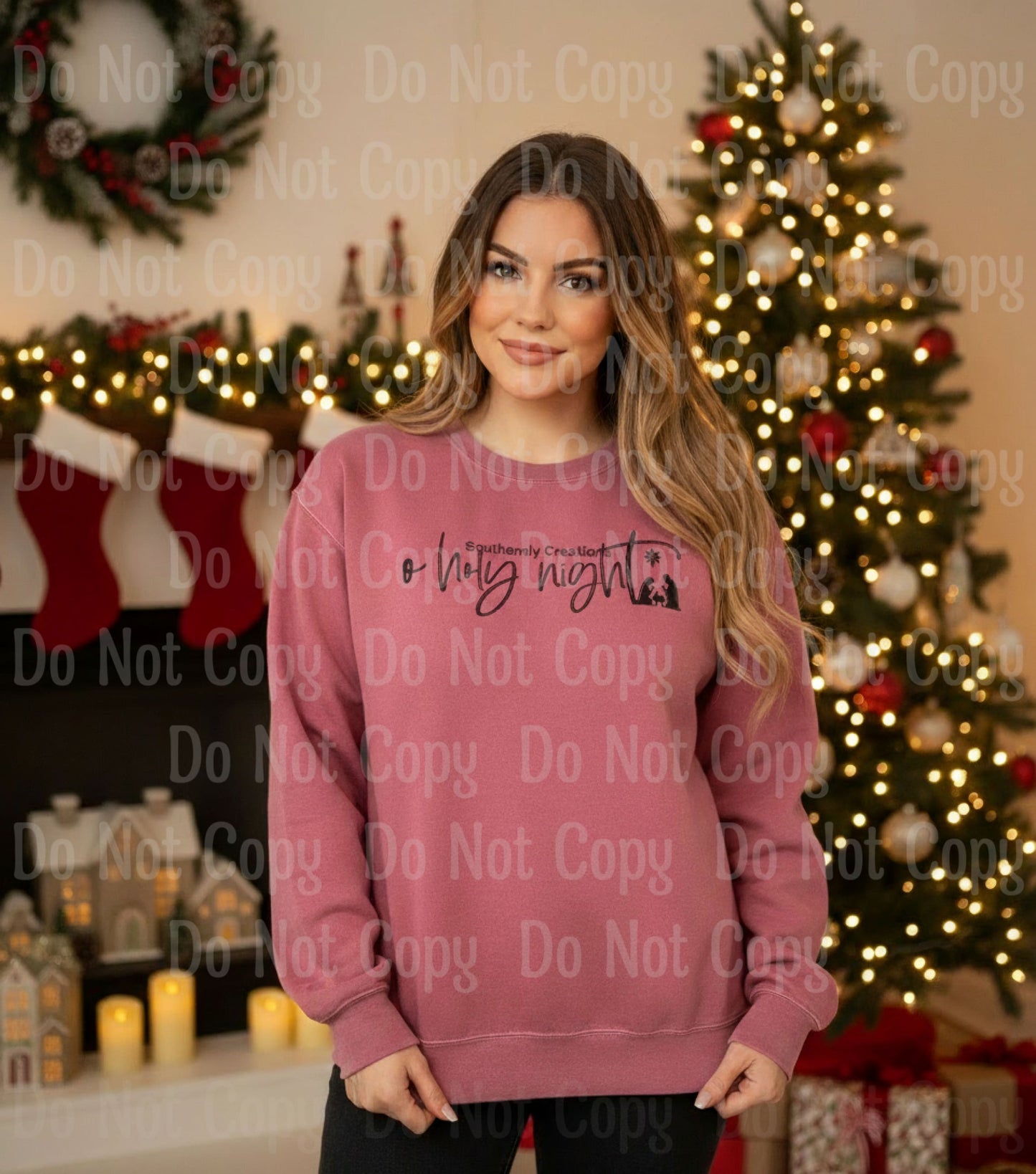O Holy Night Sweatshirt - Comfort Colors Crimson Sweatshirt