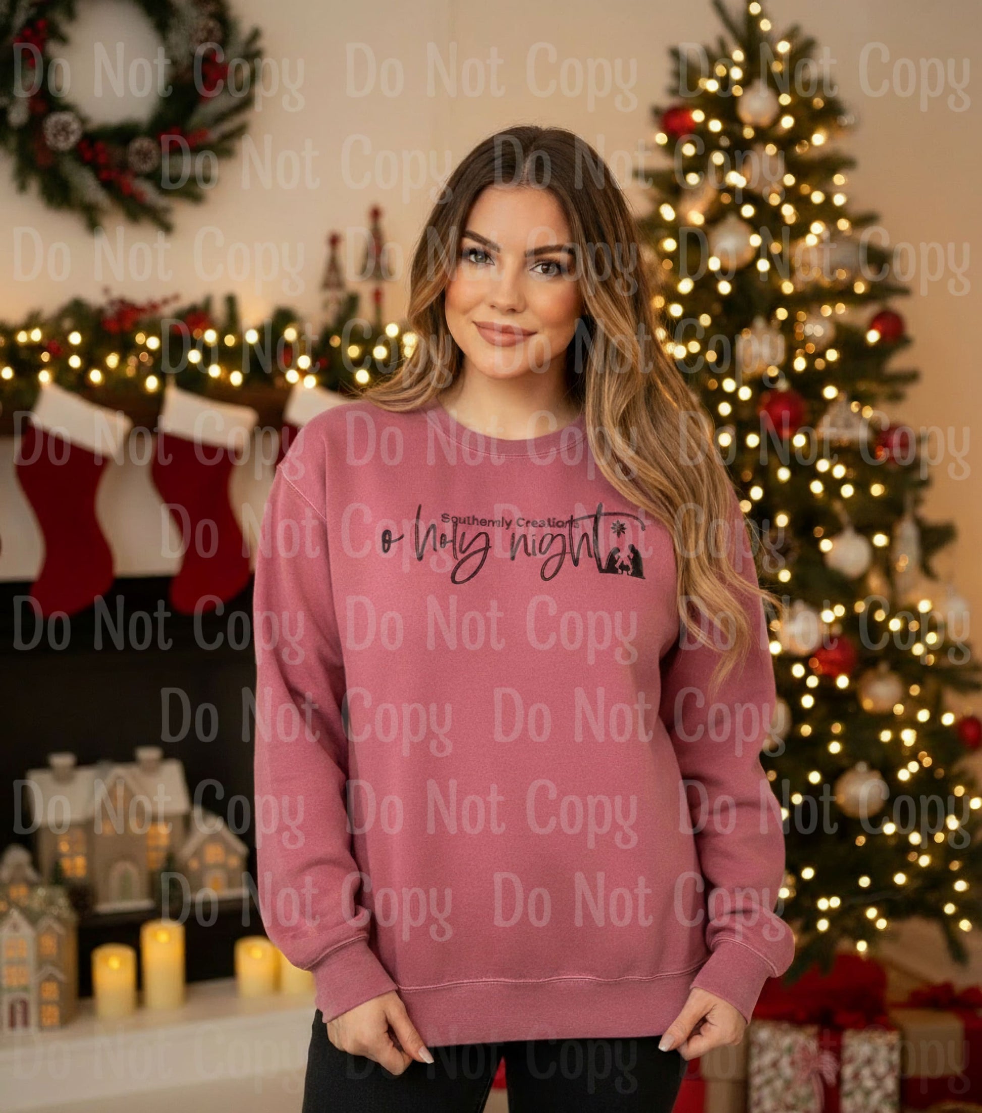 O Holy Night Sweatshirt - Comfort Colors Crimson Sweatshirt