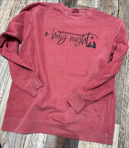 O Holy Night Sweatshirt - Comfort Colors Crimson Sweatshirt