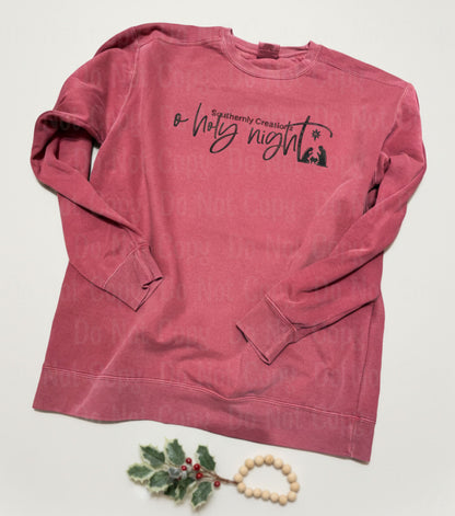 O Holy Night Sweatshirt - Comfort Colors Crimson Sweatshirt