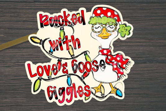 Packed with Love & Goose Giggles - Christmas UV DTF Packing Sticker UV DTF Sticker