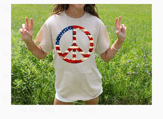 PEACE SIGN USA FLAG DTF Transfers