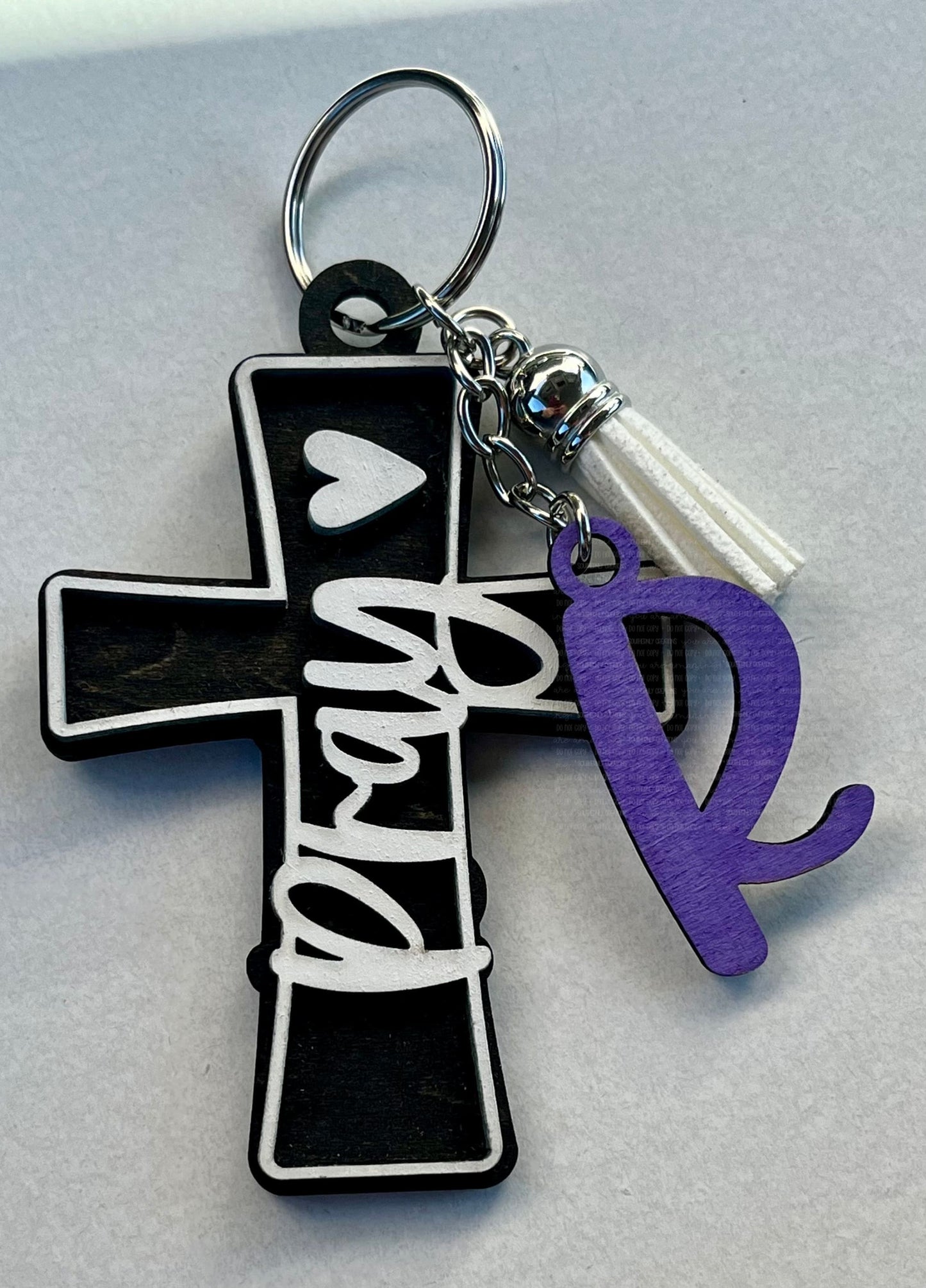 Personalized Two-Layer Prayer Keychain with Custom Initial Keychains