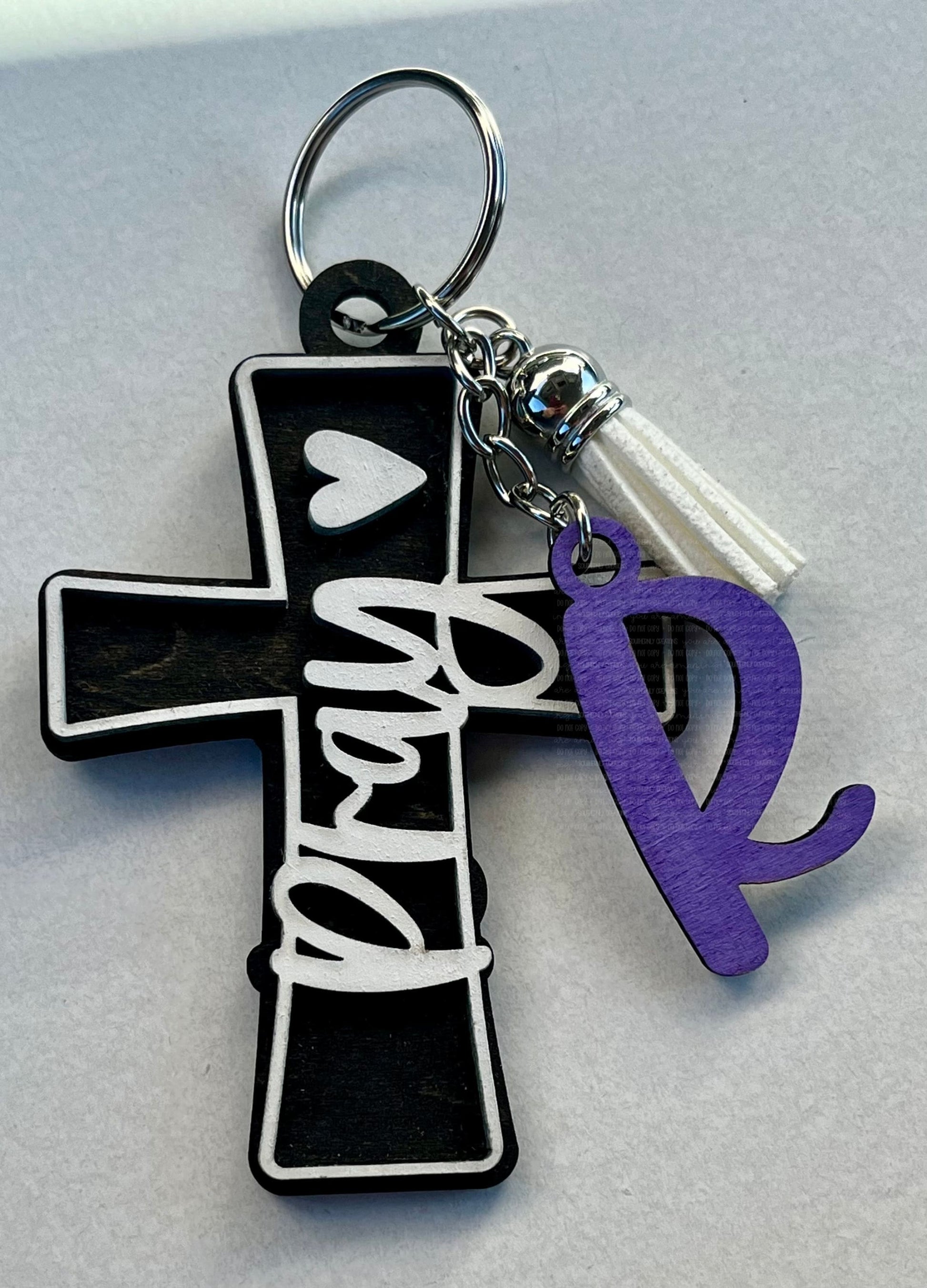 Personalized Two-Layer Prayer Keychain with Custom Initial Keychains