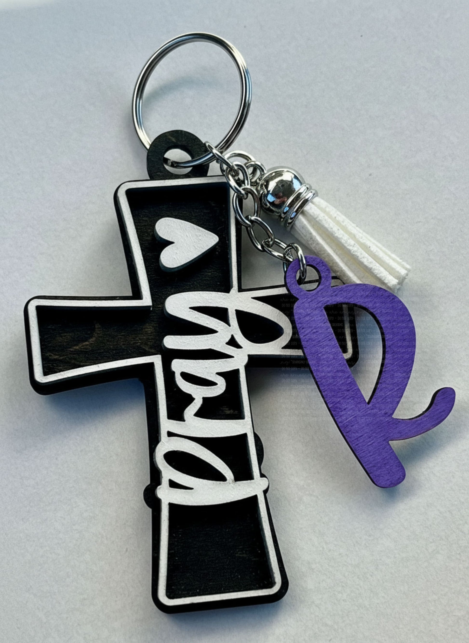 Personalized Two-Layer Prayer Keychain with Custom Initial Keychains