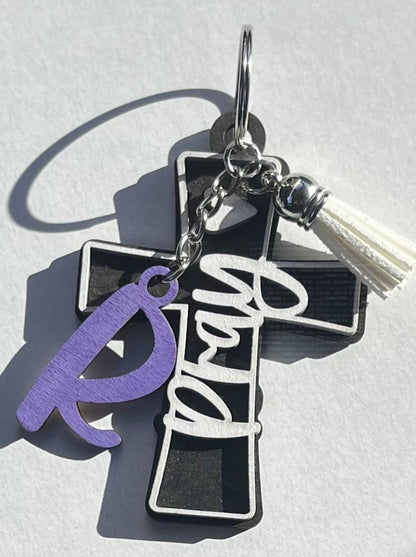 Personalized Two-Layer Prayer Keychain with Custom Initial Keychains