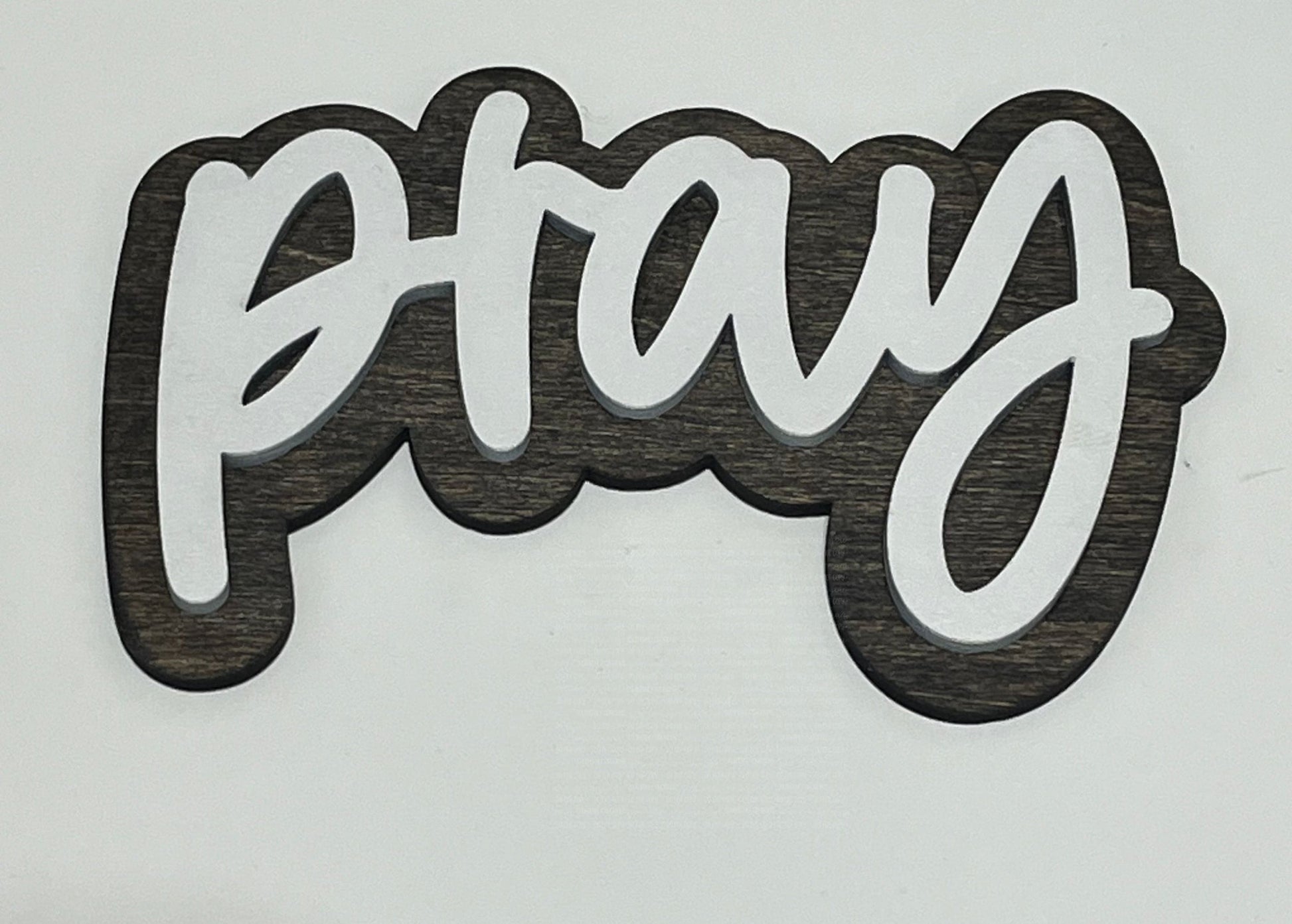 Pray Magnet - 4 Inch Stained Wood with White Paint Laser Engraved Ornaments