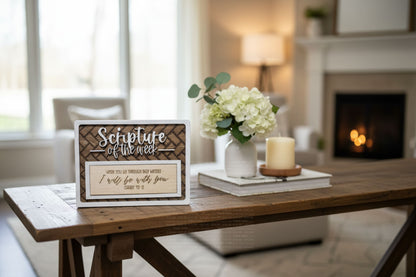 Scripture of the Week Wooden Sign with 10 Changeable Inserts – Choose Your Finish Keychains